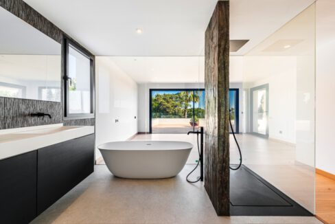 master bathroom with smart glass (transparent or obscure